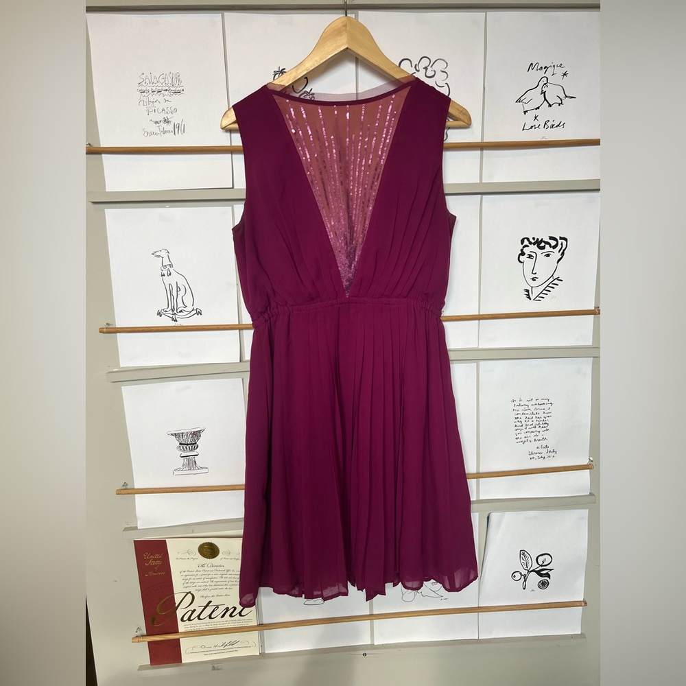 VINTAGE PLEATED FUSCHIA PINK DRESS